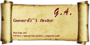 Generál Andor névjegykártya